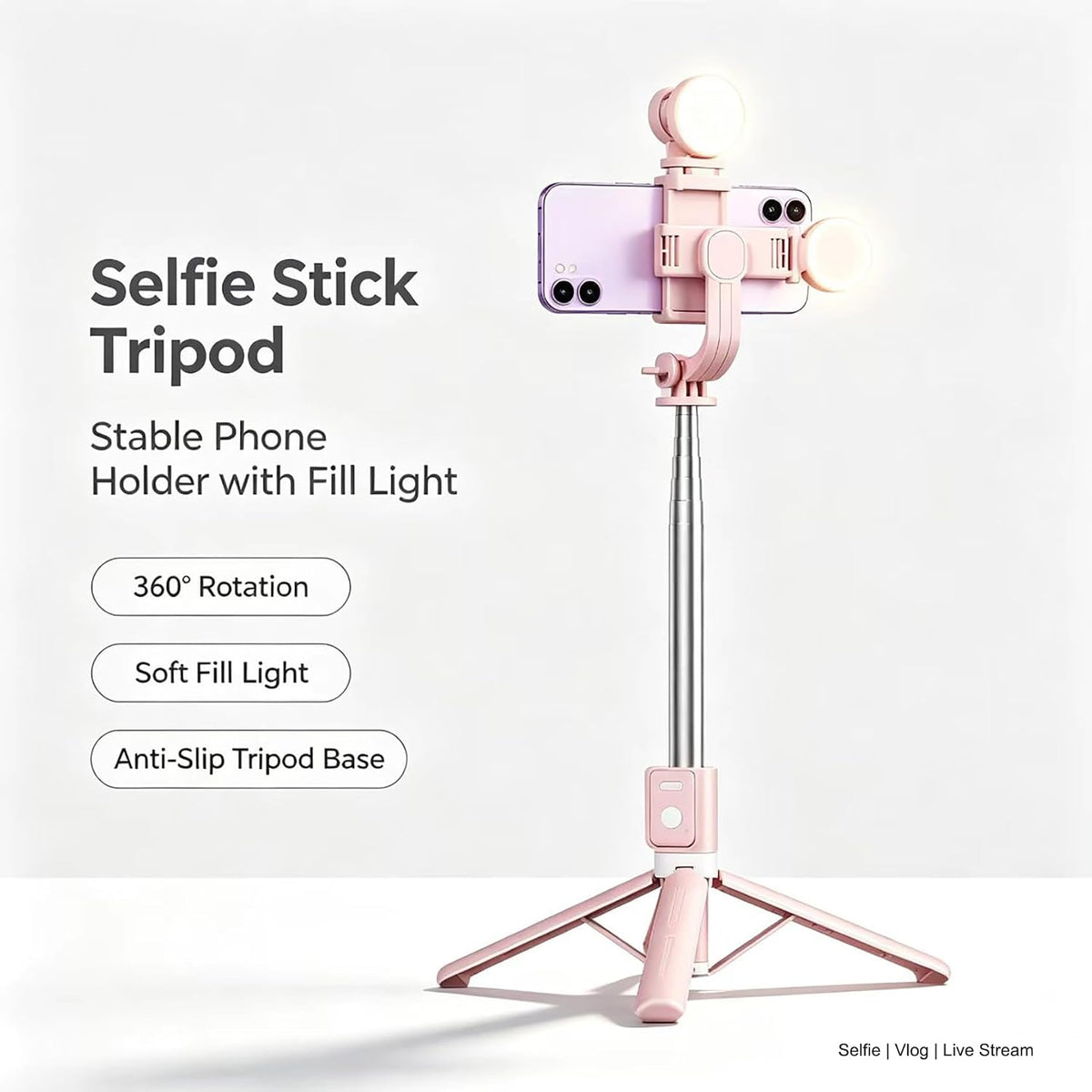 The Wander Selfie Tripod – Extendable Phone Stand with Remote & Light