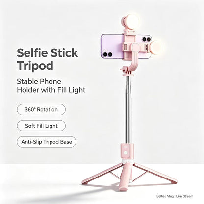 The Wander Selfie Tripod – Extendable Phone Stand with Remote & Light