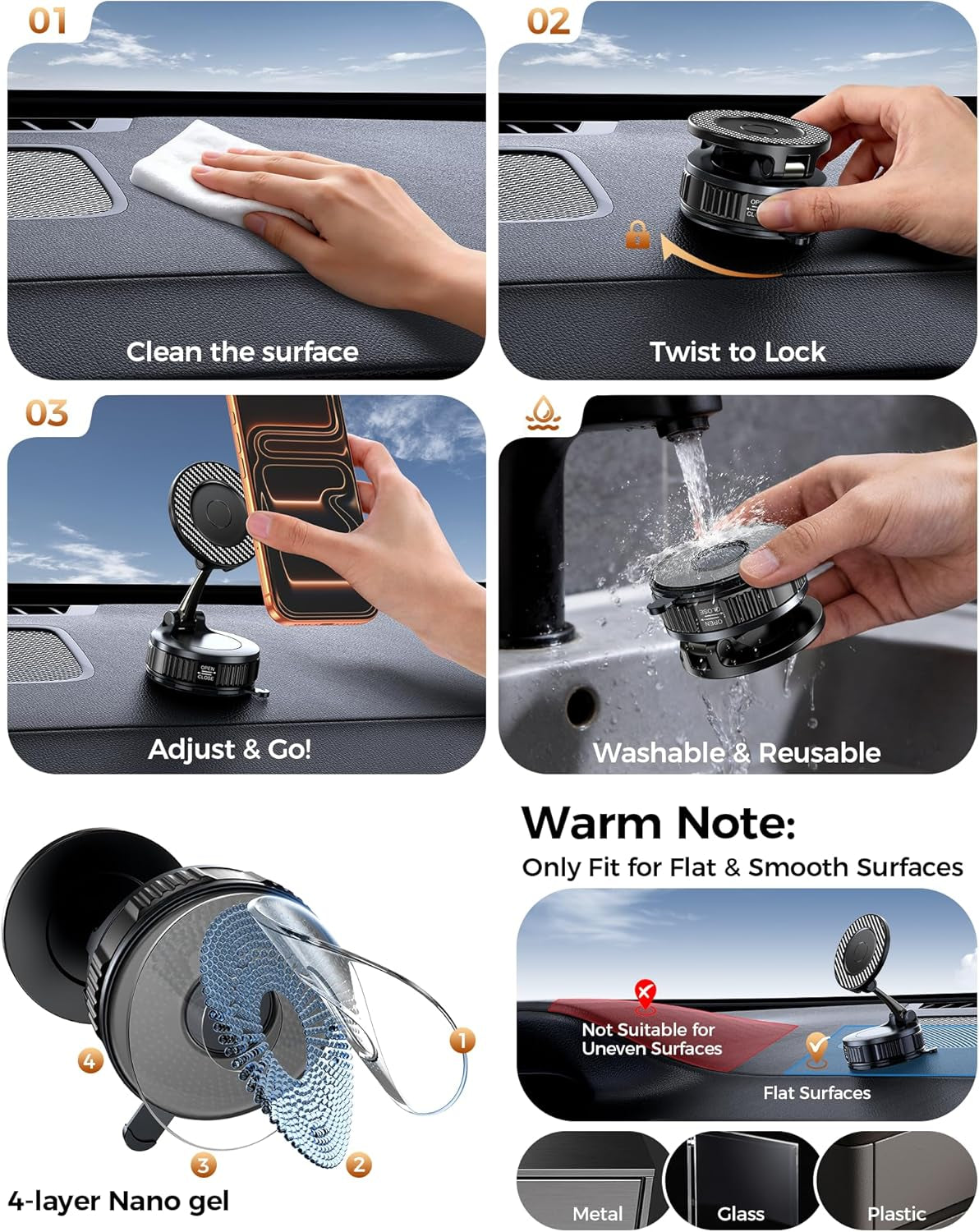 The Grip Magnetic Car Mount – Strong Magsafe-Compatible Phone Holder