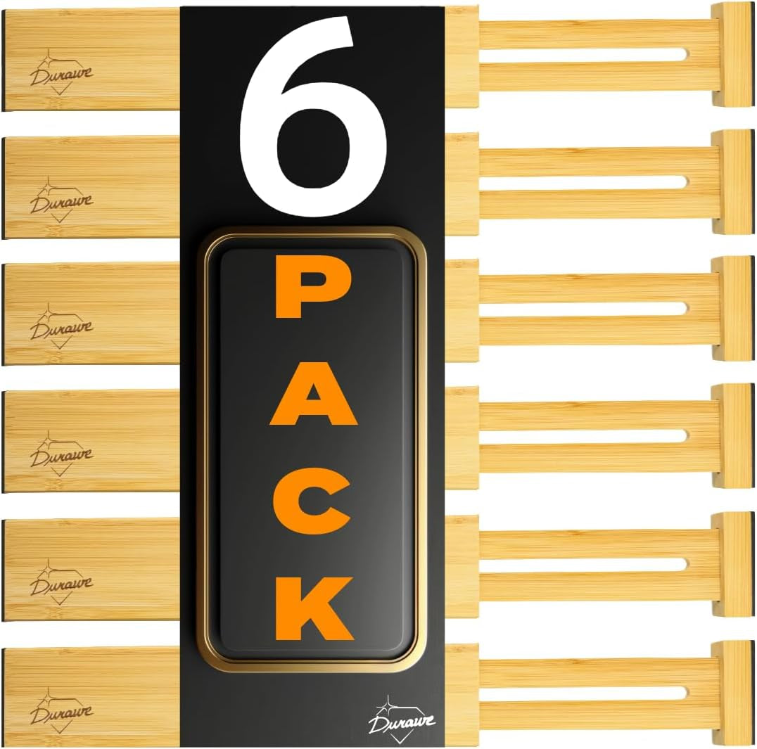 The Order Bamboo Drawer Dividers – Expandable 6-Pack