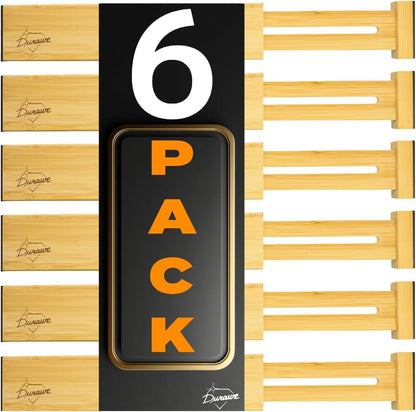 The Order Bamboo Drawer Dividers – Expandable 6-Pack