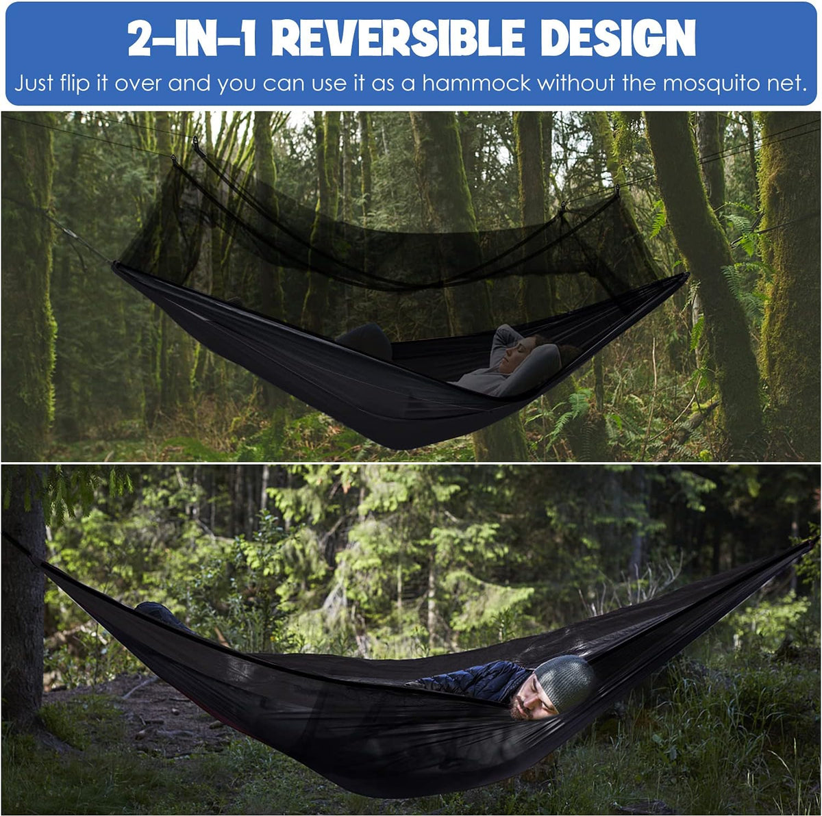 The Hideout Camping Hammock – Double Hammock with Bug Net