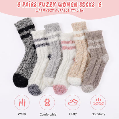 The Cozy Cabin Sock Set – 6 Pairs Fuzzy Slipper Socks