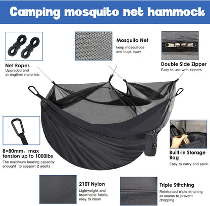The Hideout Camping Hammock – Double Hammock with Bug Net
