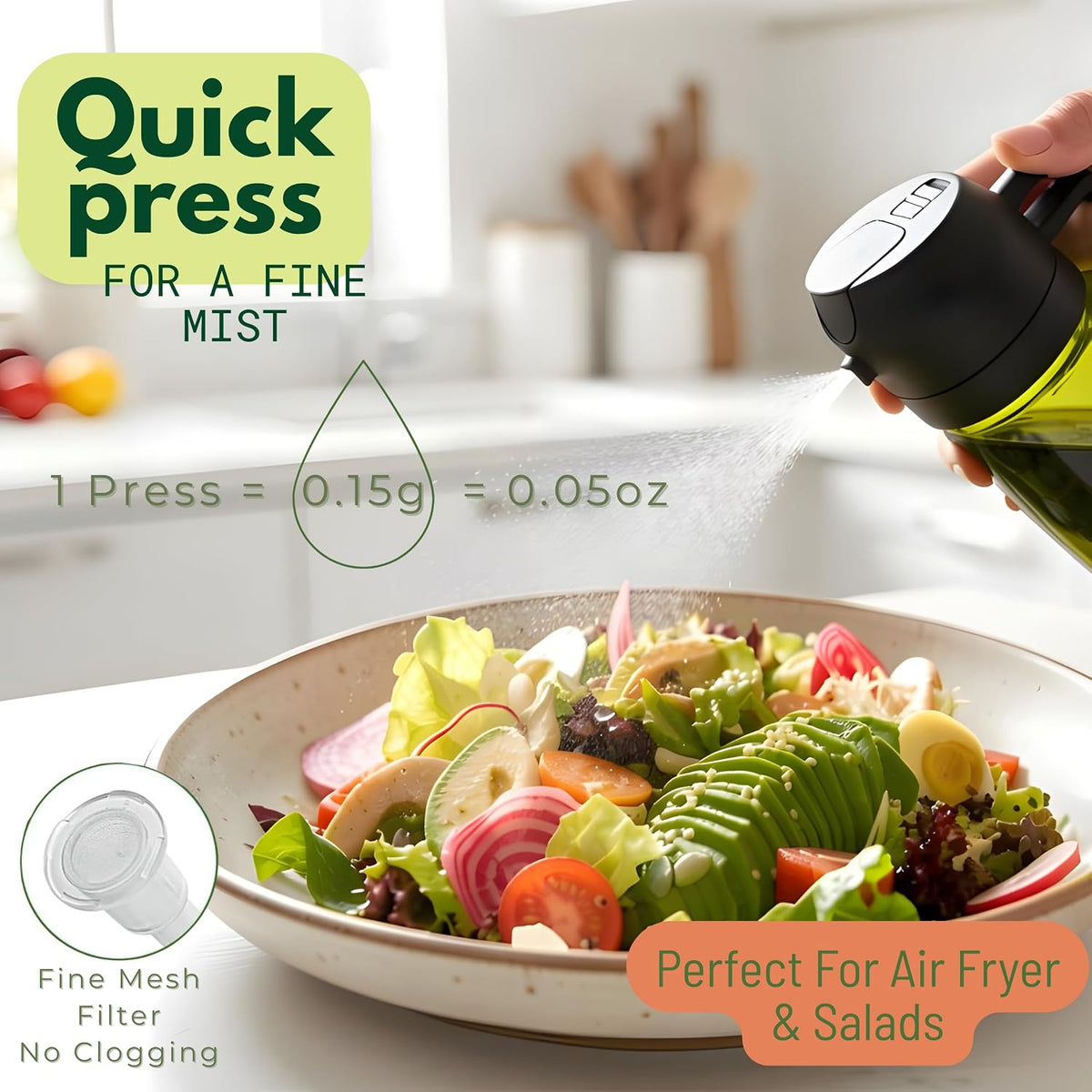 The Drizzle Glass Oil Sprayer – 2-In-1 Sprayer & Dispenser