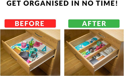 The Order Bamboo Drawer Dividers – Expandable 6-Pack
