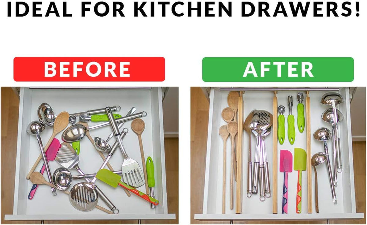 The Order Bamboo Drawer Dividers – Expandable 6-Pack