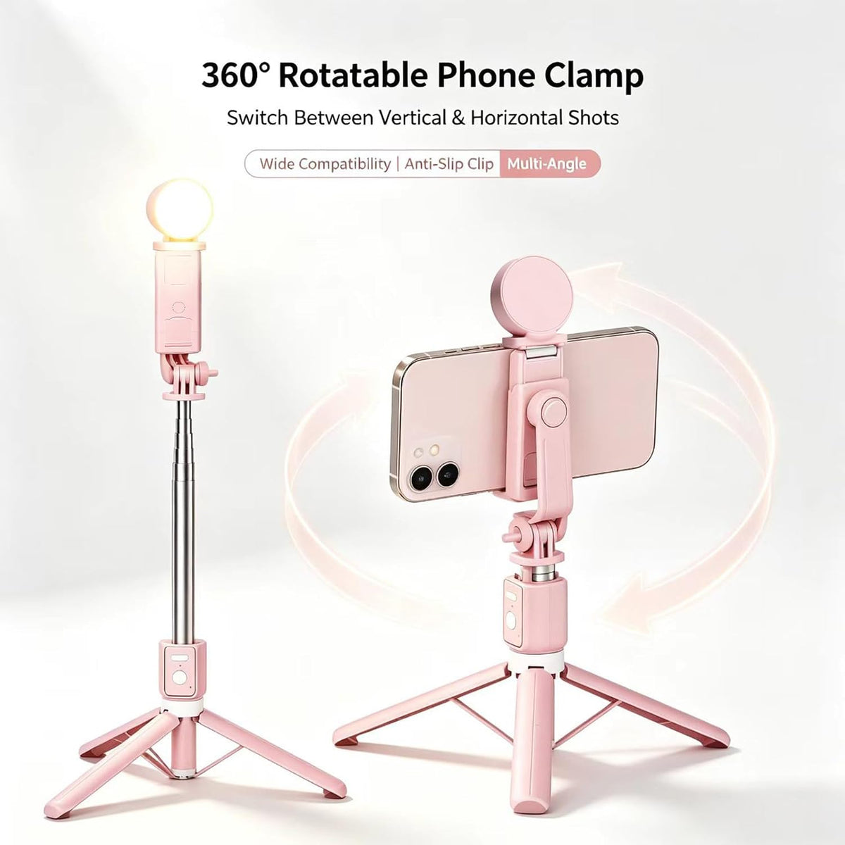 The Wander Selfie Tripod – Extendable Phone Stand with Remote & Light