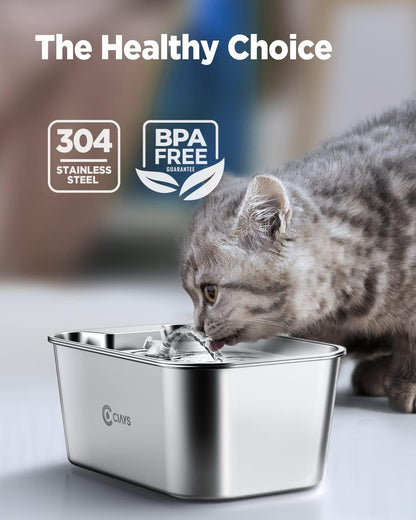 The Whisper Spring Fountain – Quiet 1.8L Stainless Steel Cat Water Fountain