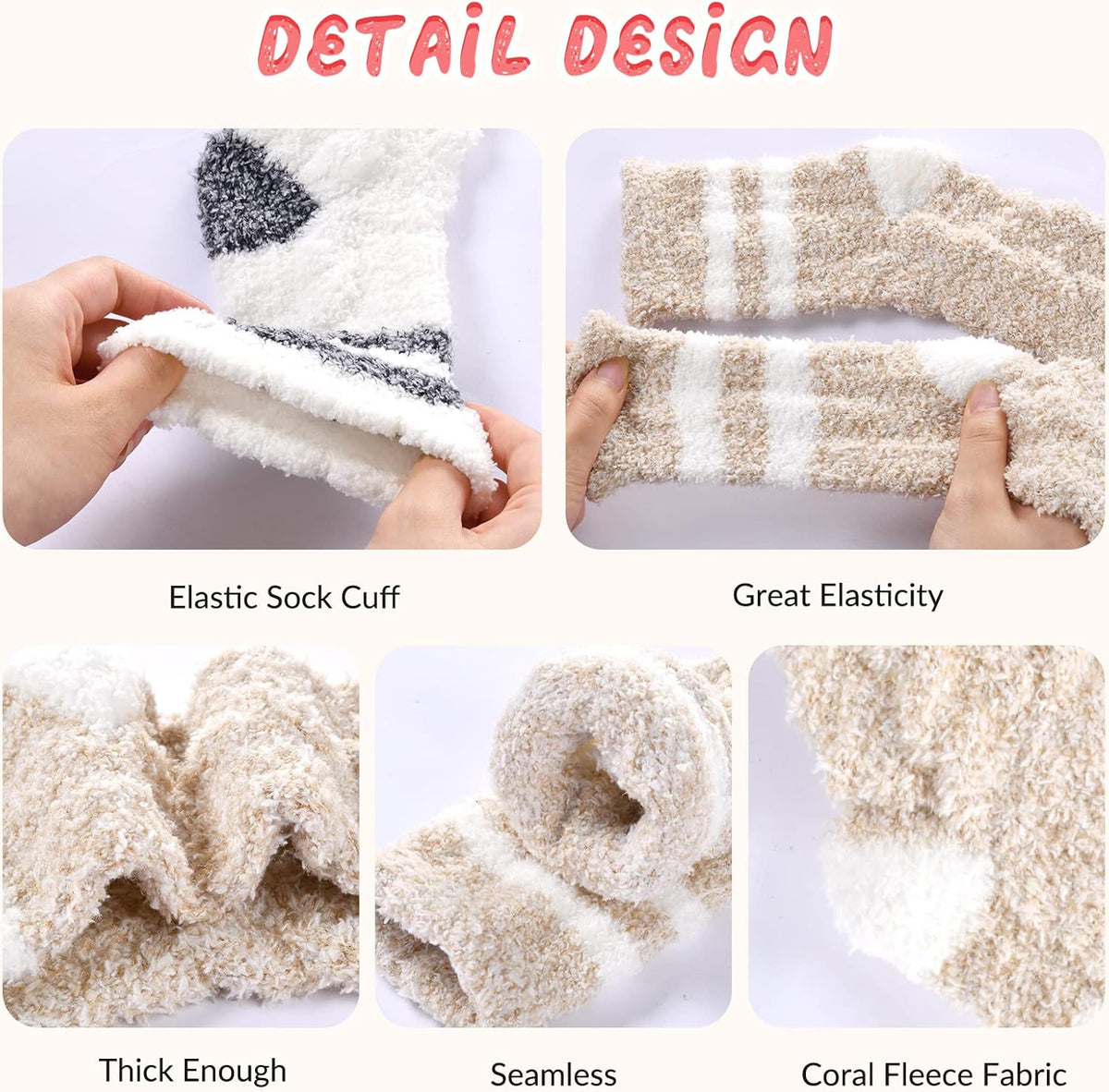The Cozy Cabin Sock Set – 6 Pairs Fuzzy Slipper Socks