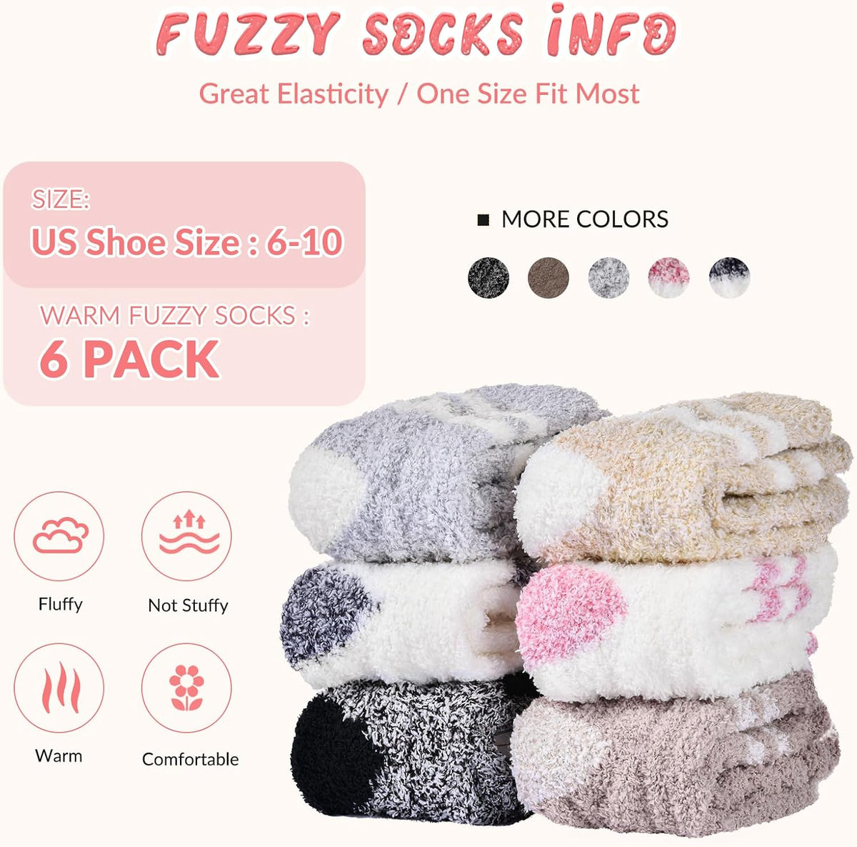 The Cozy Cabin Sock Set – 6 Pairs Fuzzy Slipper Socks