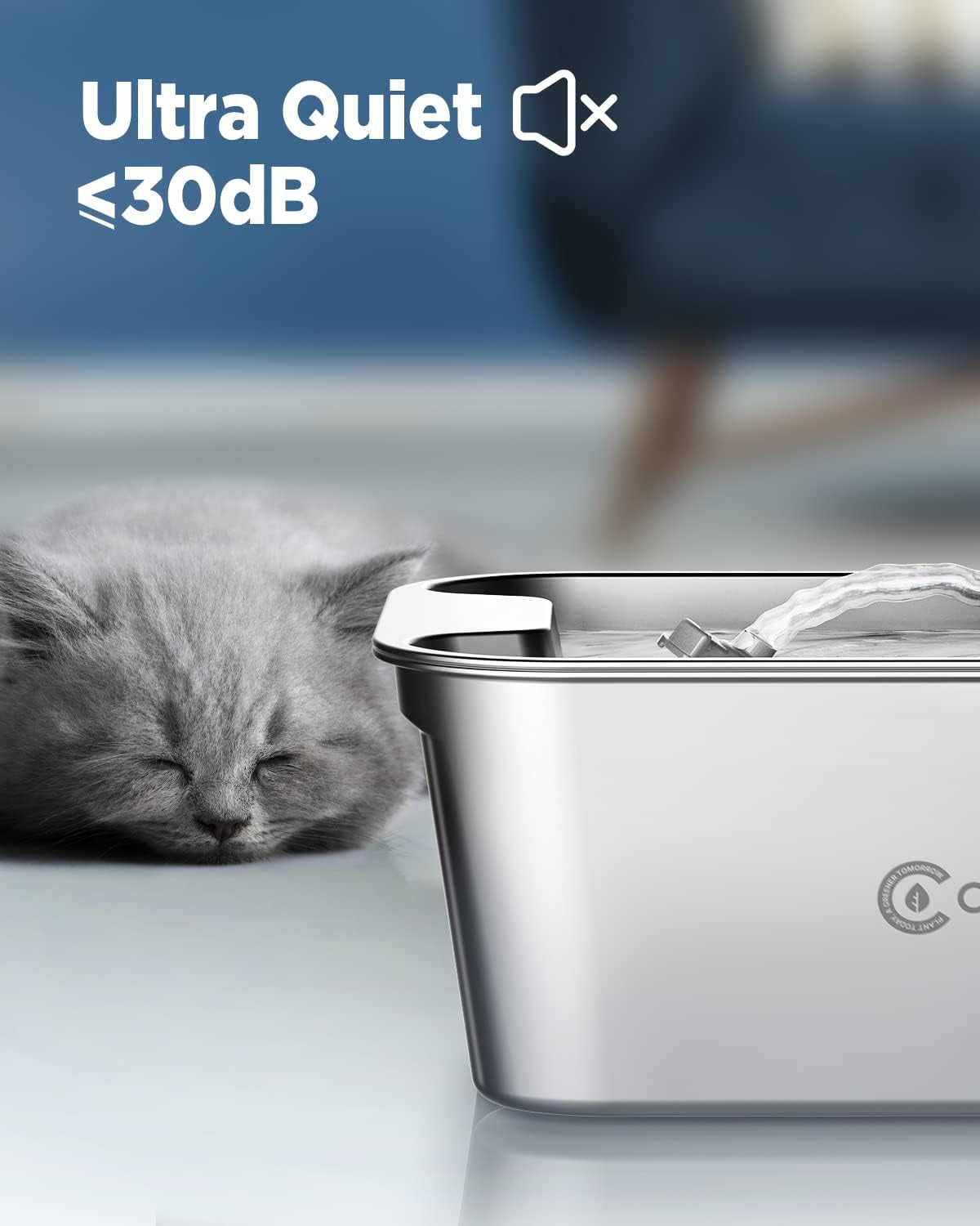 The Whisper Spring Fountain – Quiet 1.8L Stainless Steel Cat Water Fountain