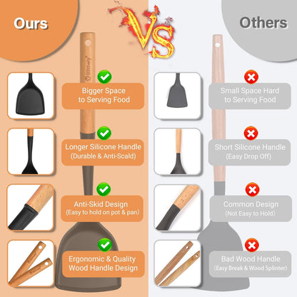The Hearth Utensil Set – 4-Piece Silicone & Wood Spatulas