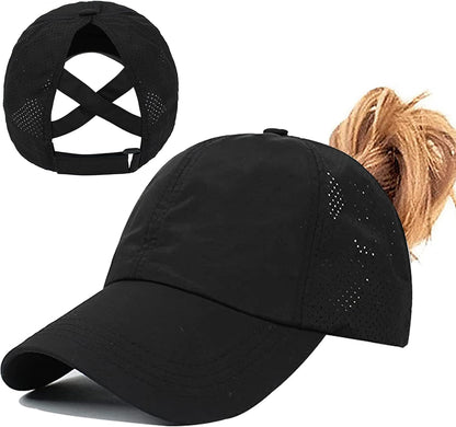 The Ponytail Ball Cap – Criss-Cross High Bun Baseball Hat