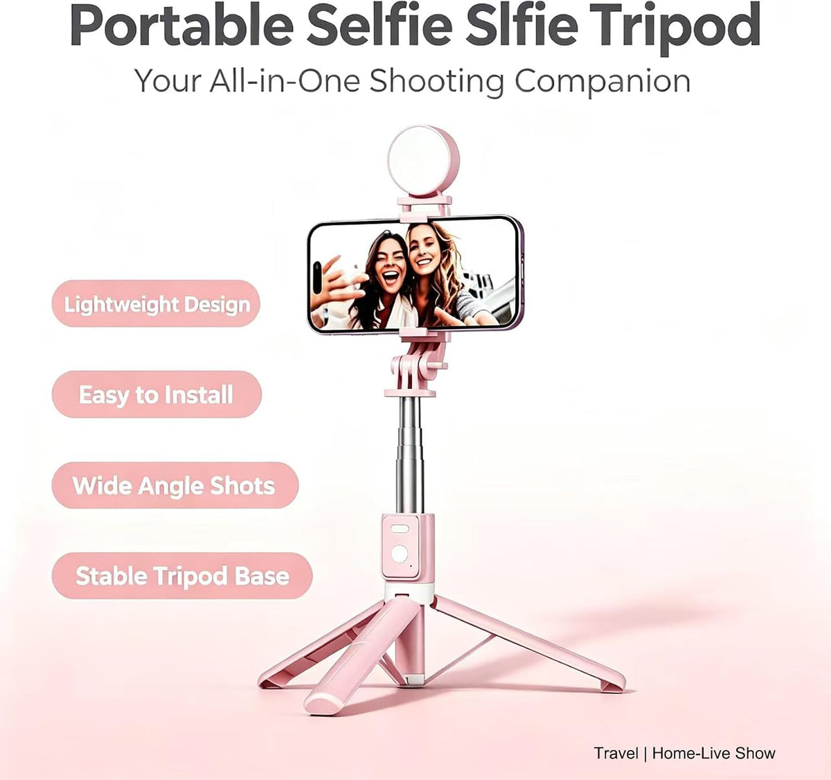 The Wander Selfie Tripod – Extendable Phone Stand with Remote & Light