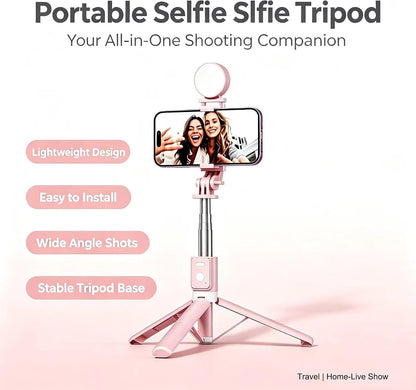 The Wander Selfie Tripod – Extendable Phone Stand with Remote & Light