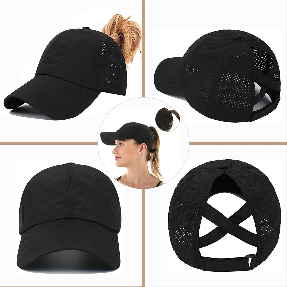 The Ponytail Ball Cap – Criss-Cross High Bun Baseball Hat