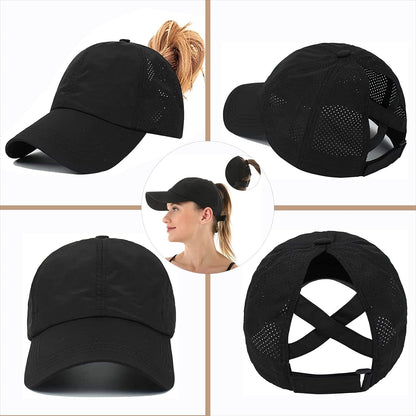 The Ponytail Ball Cap – Criss-Cross High Bun Baseball Hat