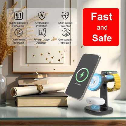 The Trio Charging Station – 3-In-1 Wireless Charger for Phone, Watch & Earbuds