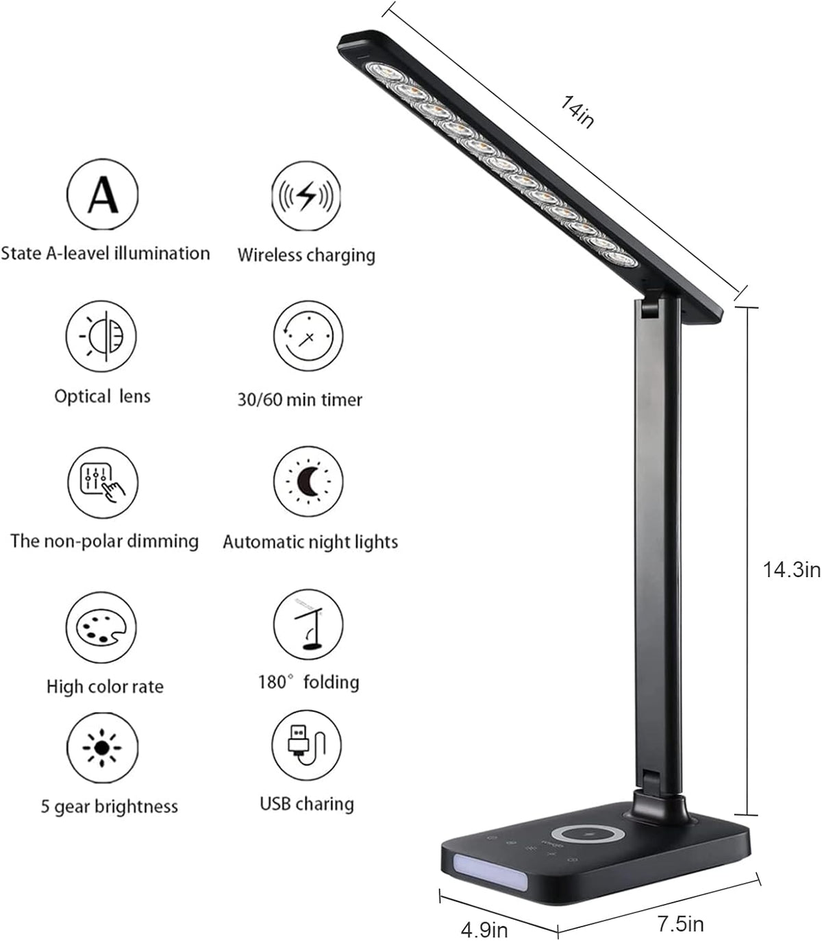 The Focus LED Desk Lamp – Dimmable with USB Charging Port