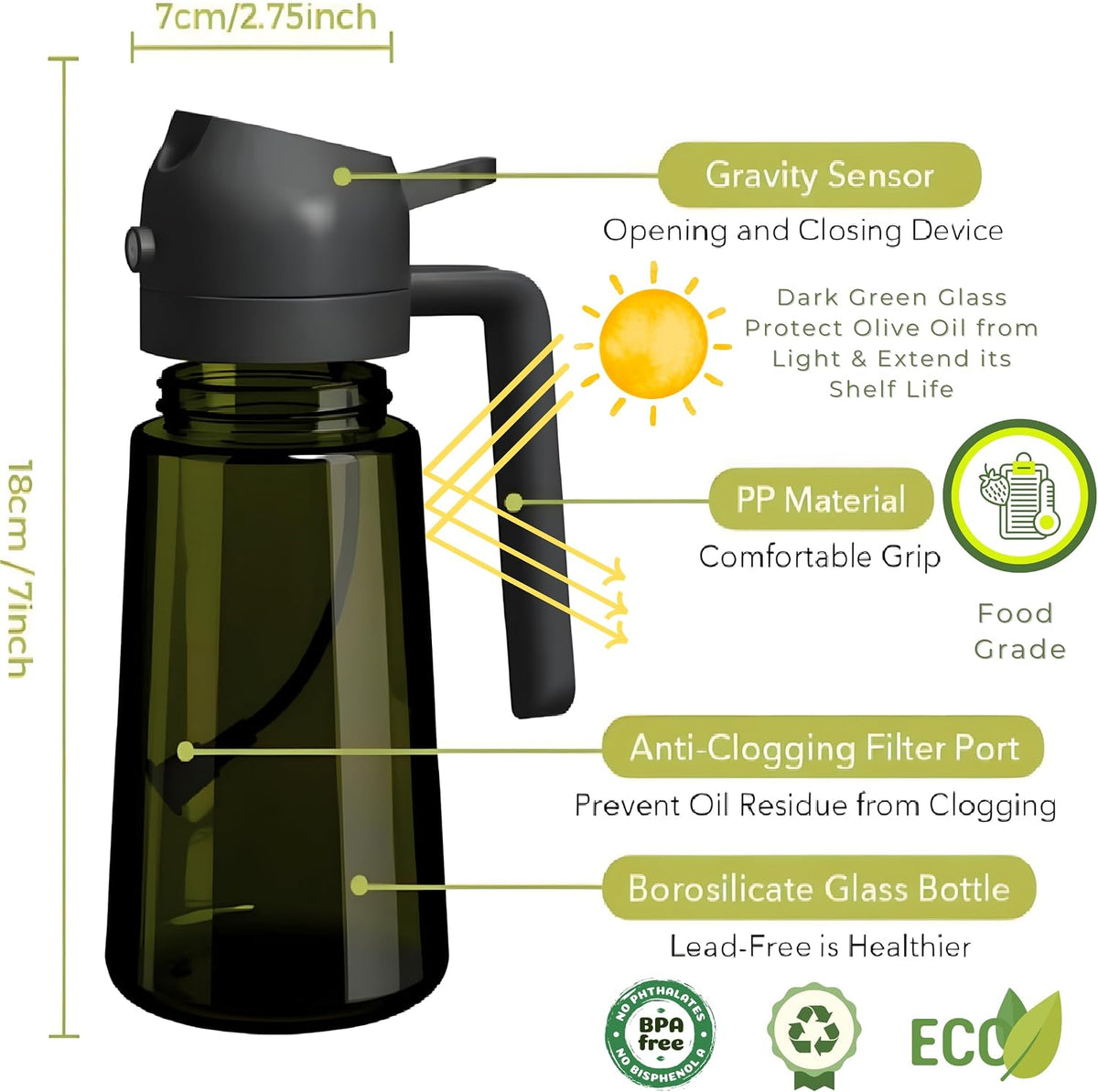 The Drizzle Glass Oil Sprayer – 2-In-1 Sprayer & Dispenser