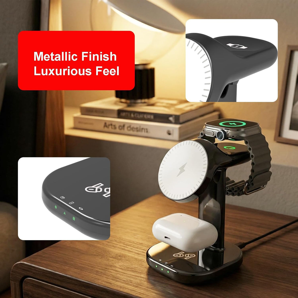 The Trio Charging Station – 3-In-1 Wireless Charger for Phone, Watch & Earbuds