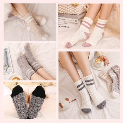 The Cozy Cabin Sock Set – 6 Pairs Fuzzy Slipper Socks