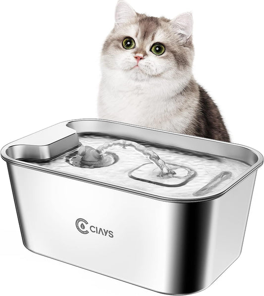The Whisper Spring Fountain – Quiet 1.8L Stainless Steel Cat Water Fountain