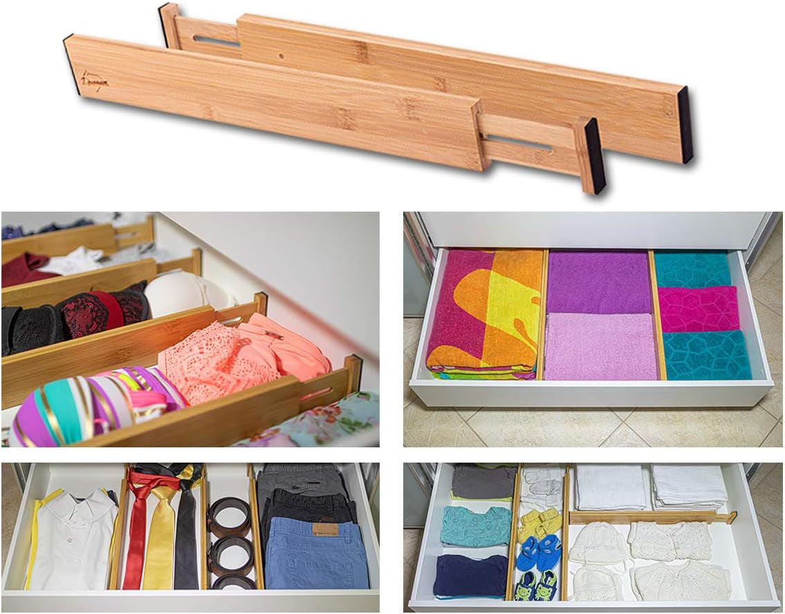 The Order Bamboo Drawer Dividers – Expandable 6-Pack