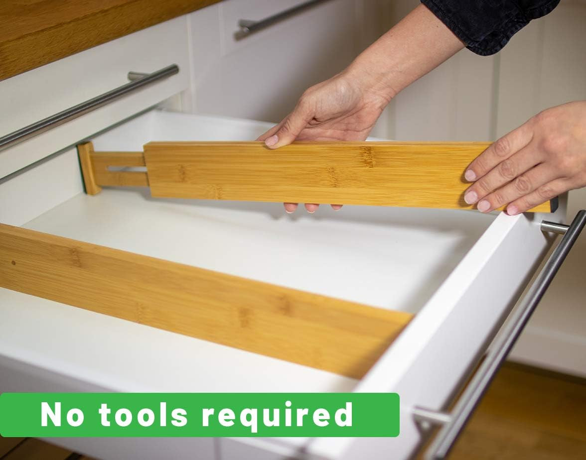 The Order Bamboo Drawer Dividers – Expandable 6-Pack