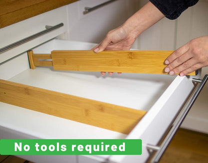 The Order Bamboo Drawer Dividers – Expandable 6-Pack