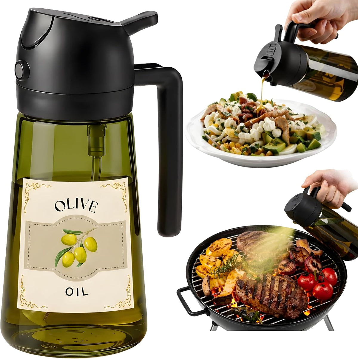 The Drizzle Glass Oil Sprayer – 2-In-1 Sprayer & Dispenser