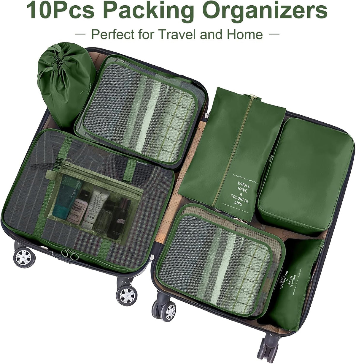 The Pack Light Cube Set – 10-Piece Luggage Organizers